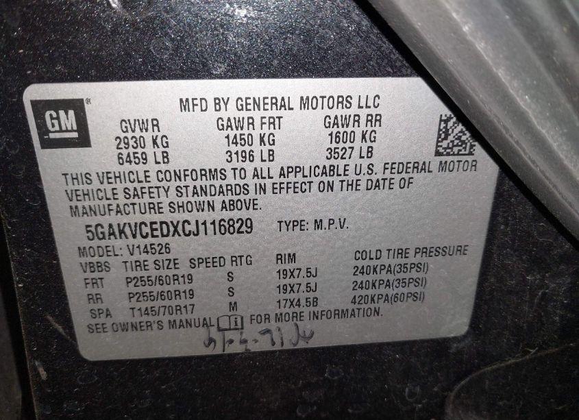 Photo 9 of 2012 Buick Enclave LEATHER (VIN 5GAKVCEDXCJ116829)