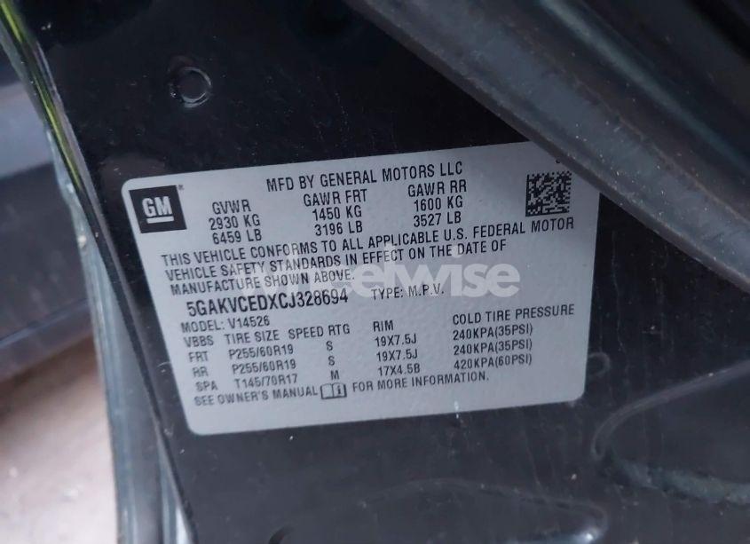 Photo 9 of 2012 Buick Enclave LEATHER (VIN 5GAKVCEDXCJ328694)