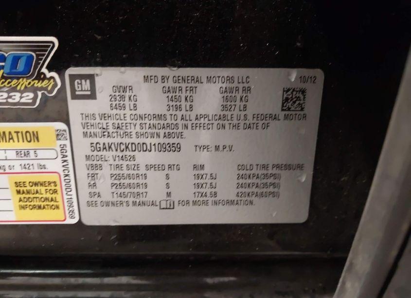 Photo 9 of 2013 Buick Enclave LEATHER (VIN 5GAKVCKD0DJ109359)