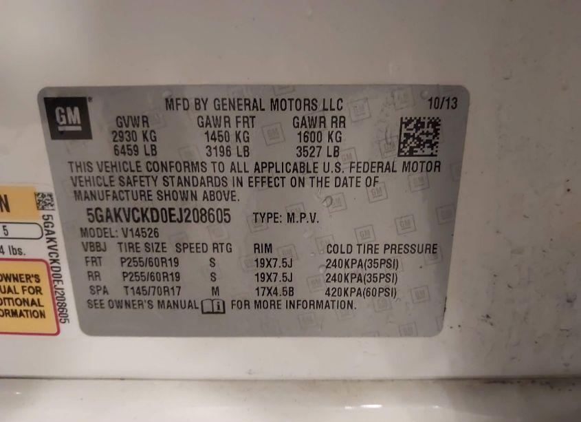 Photo 9 of 2014 Buick Enclave PREMIUM (VIN 5GAKVCKD0EJ208605)