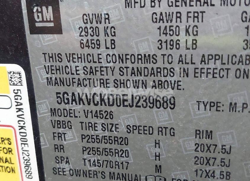 Photo 9 of 2014 Buick Enclave PREMIUM (VIN 5GAKVCKD0EJ239689)