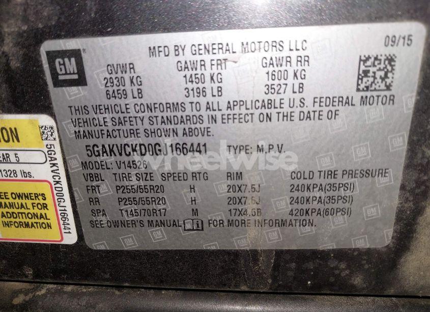 Photo 9 of 2016 Buick Enclave PREMIUM (VIN 5GAKVCKD0GJ166441)