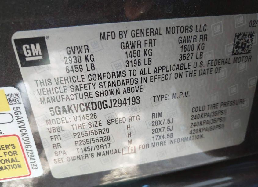 Photo 9 of 2016 Buick Enclave PREMIUM (VIN 5GAKVCKD0GJ294193)