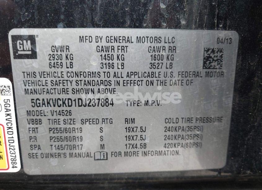 Photo 9 of 2013 Buick Enclave LEATHER (VIN 5GAKVCKD1DJ237884)