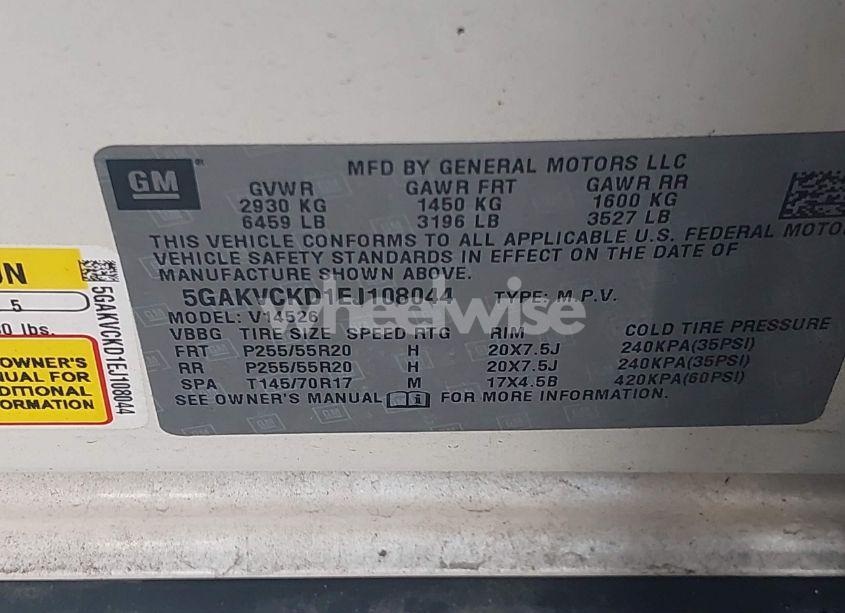 Photo 9 of 2014 Buick Enclave PREMIUM (VIN 5GAKVCKD1EJ108044)