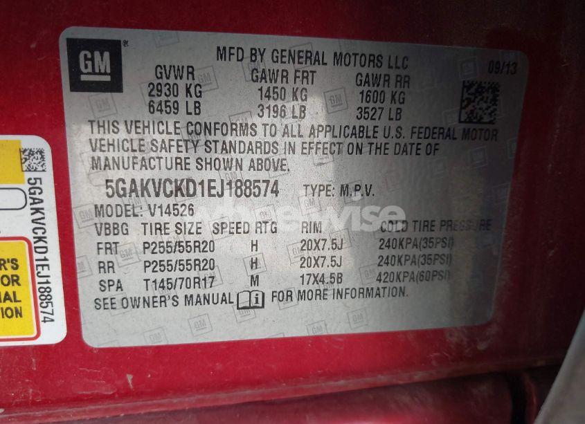 Photo 9 of 2014 Buick Enclave PREMIUM (VIN 5GAKVCKD1EJ188574)