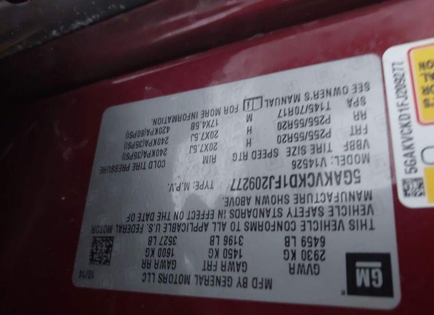 Photo 9 of 2015 Buick Enclave PREMIUM (VIN 5GAKVCKD1FJ209277)