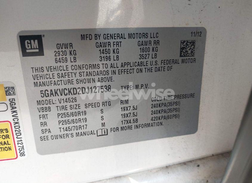 Photo 9 of 2013 Buick Enclave LEATHER (VIN 5GAKVCKD2DJ127538)