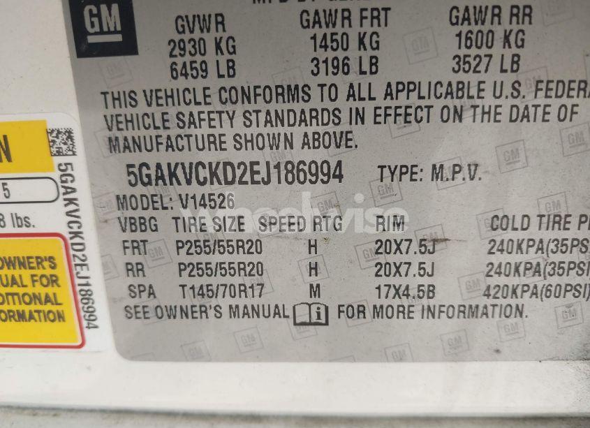 Photo 9 of 2014 Buick Enclave PREMIUM (VIN 5GAKVCKD2EJ186994)