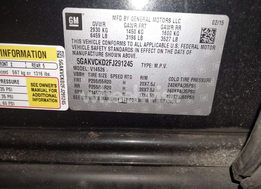 Photo 9 of 2015 Buick Enclave PREMIUM (VIN 5GAKVCKD2FJ291245)