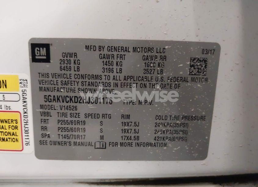 Photo 9 of 2017 Buick Enclave PREMIUM (VIN 5GAKVCKD2HJ301176)