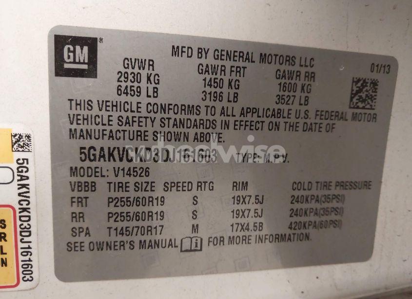 Photo 9 of 2013 Buick Enclave LEATHER (VIN 5GAKVCKD3DJ161603)