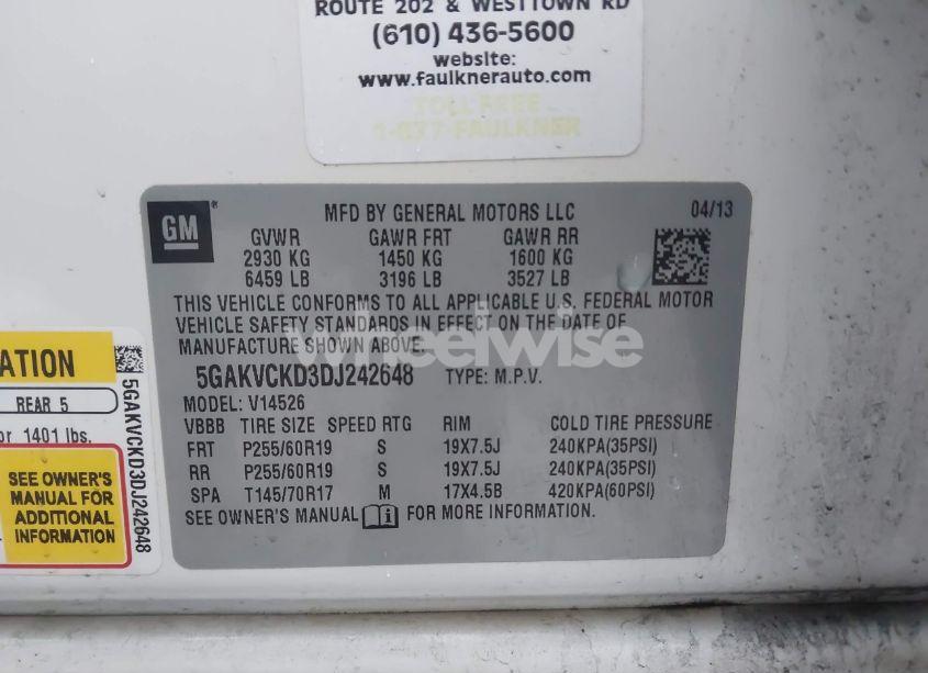 Photo 9 of 2013 Buick Enclave LEATHER (VIN 5GAKVCKD3DJ242648)