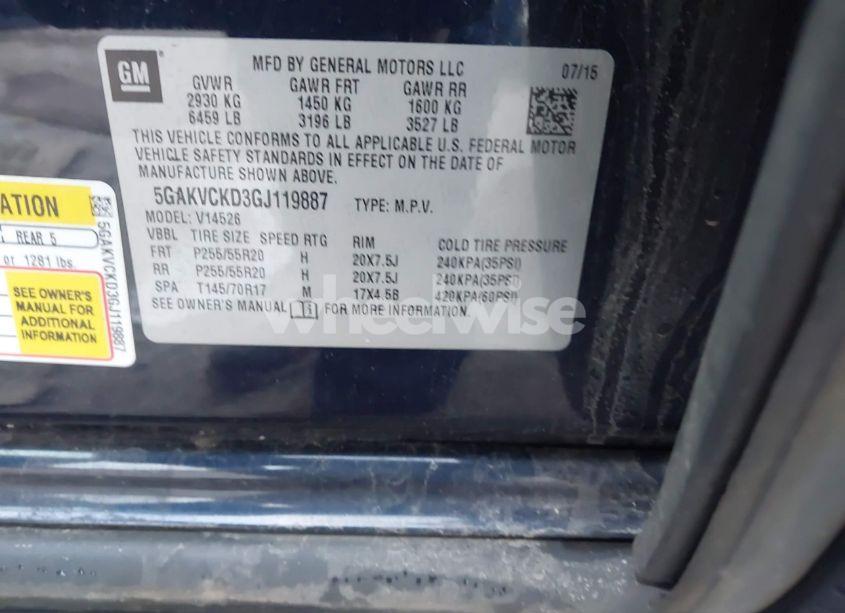 Photo 9 of 2016 Buick Enclave PREMIUM (VIN 5GAKVCKD3GJ119887)