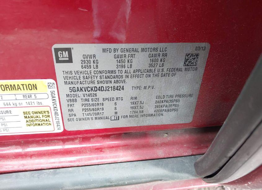 Photo 9 of 2013 Buick Enclave LEATHER (VIN 5GAKVCKD4DJ218424)