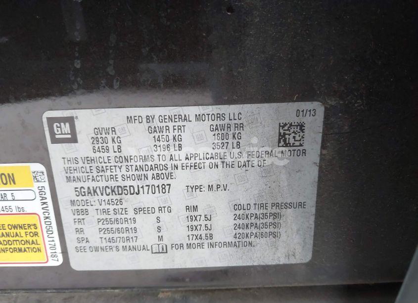 Photo 9 of 2013 Buick Enclave LEATHER (VIN 5GAKVCKD5DJ170187)