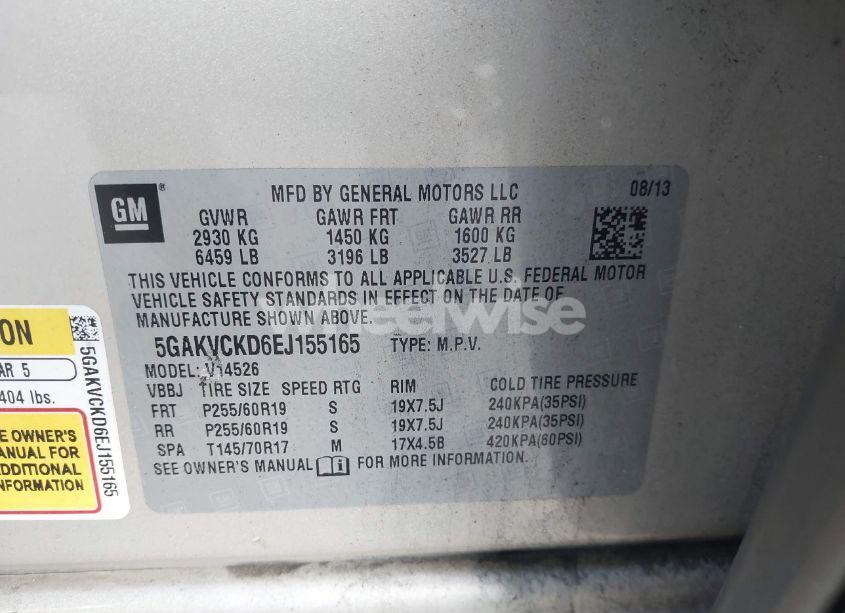 Photo 9 of 2014 Buick Enclave PREMIUM (VIN 5GAKVCKD6EJ155165)