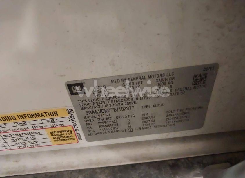 Photo 9 of 2014 Buick Enclave PREMIUM (VIN 5GAKVCKD7EJ102877)