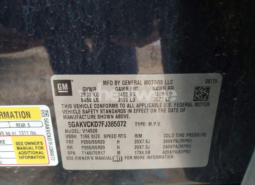 Photo 9 of 2015 Buick Enclave PREMIUM (VIN 5GAKVCKD7FJ385072)