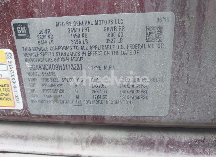 Photo 9 of 2017 Buick Enclave PREMIUM (VIN 5GAKVCKD9HJ113237)