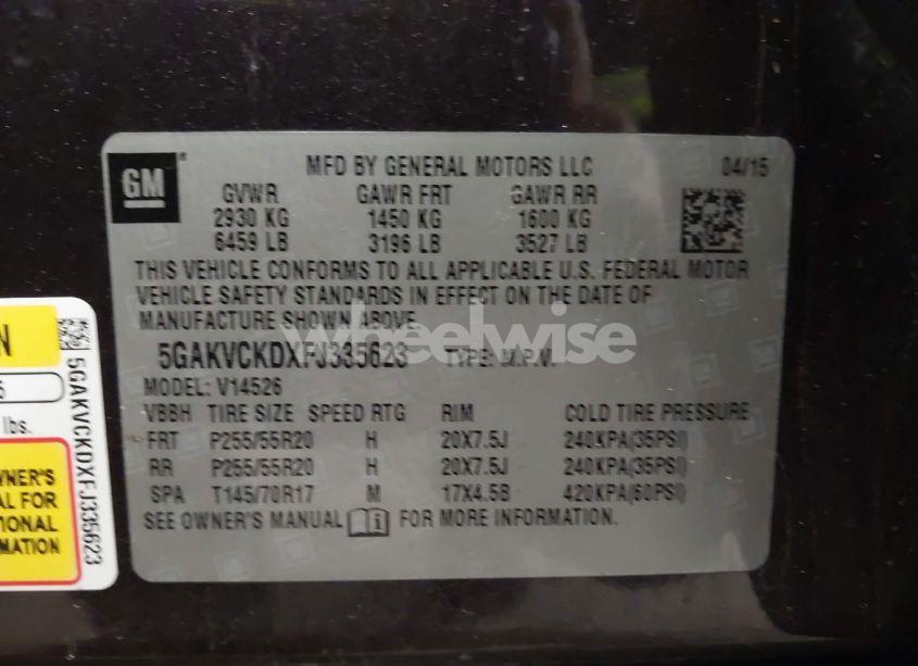 Photo 9 of 2015 Buick Enclave PREMIUM (VIN 5GAKVCKDXFJ335623)