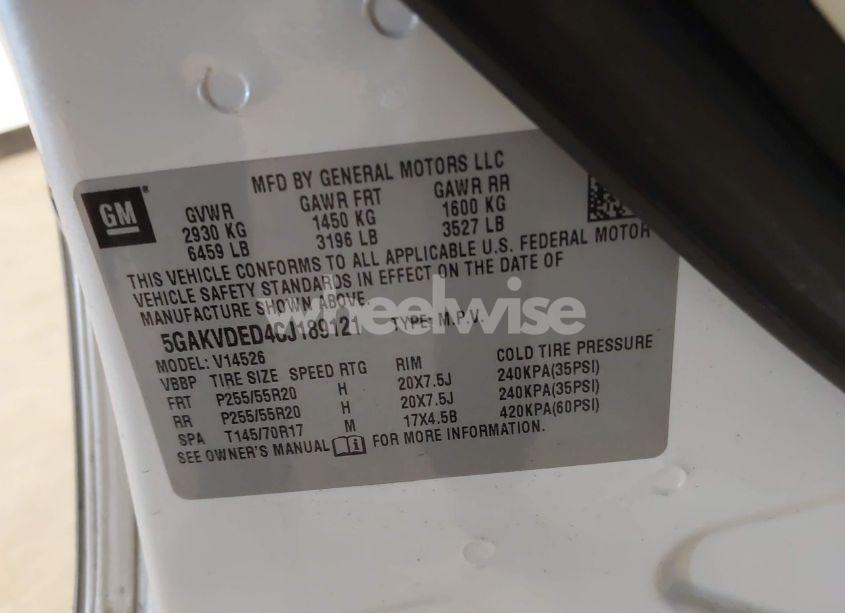 Photo 9 of 2012 Buick Enclave PREMIUM (VIN 5GAKVDED4CJ189121)