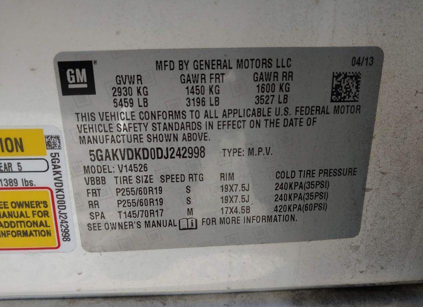 Photo 9 of 2013 Buick Enclave PREMIUM (VIN 5GAKVDKD0DJ242998)