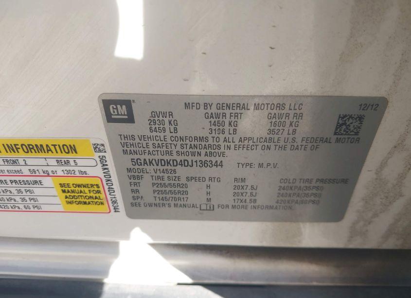 Photo 9 of 2013 Buick Enclave PREMIUM (VIN 5GAKVDKD4DJ136344)