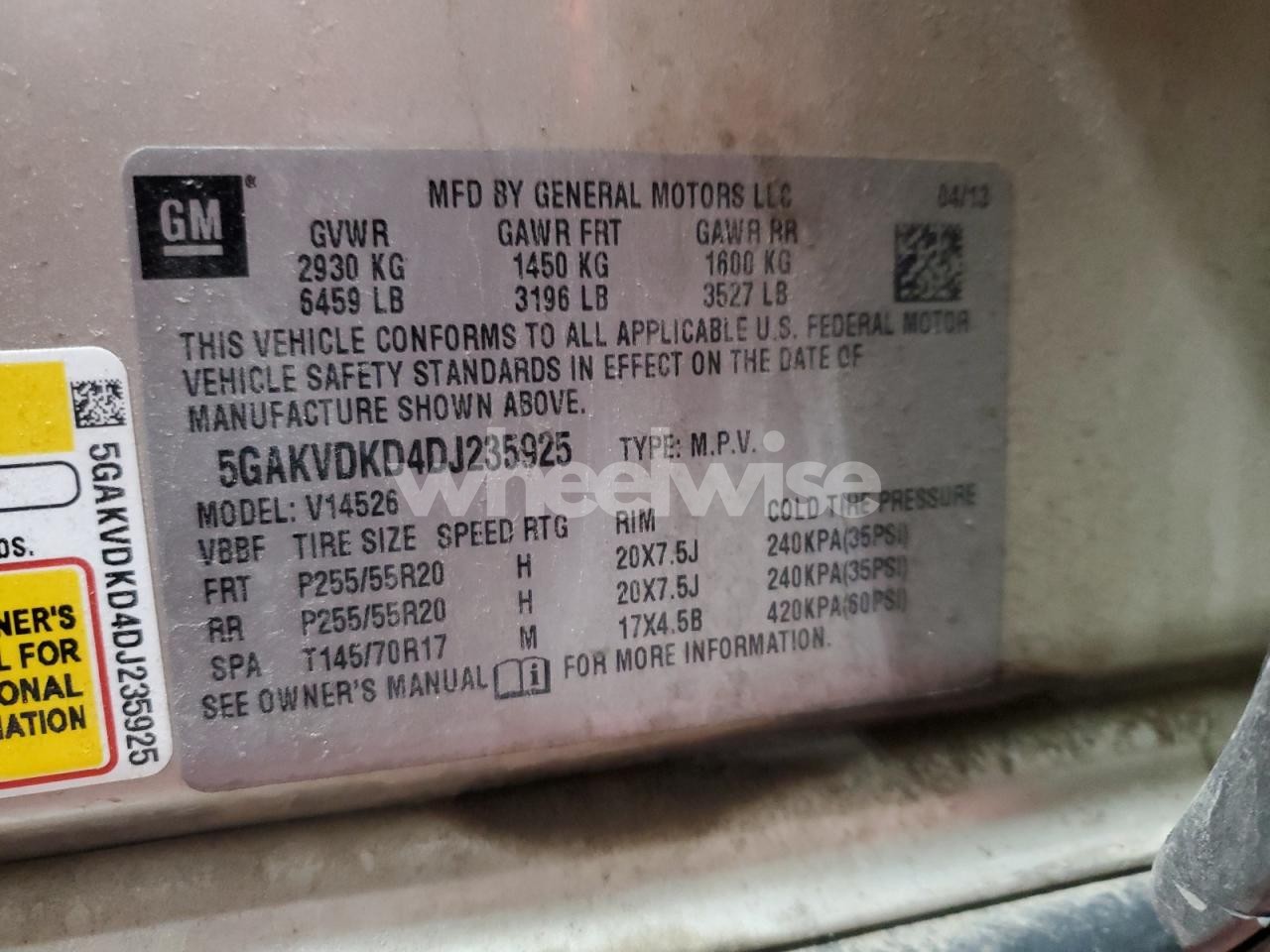 Photo 13 of 2013 BUICK ENCLAVE (VIN 5GAKVDKD4DJ235925)