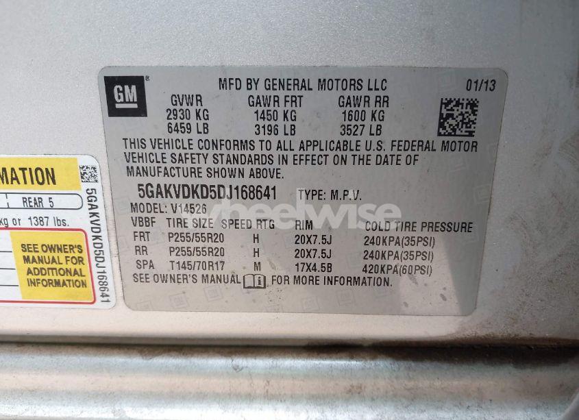 Photo 9 of 2013 Buick Enclave PREMIUM (VIN 5GAKVDKD5DJ168641)