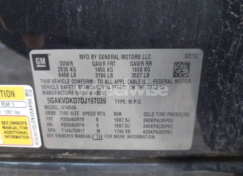 Photo 9 of 2013 Buick Enclave PREMIUM (VIN 5GAKVDKD7DJ197039)