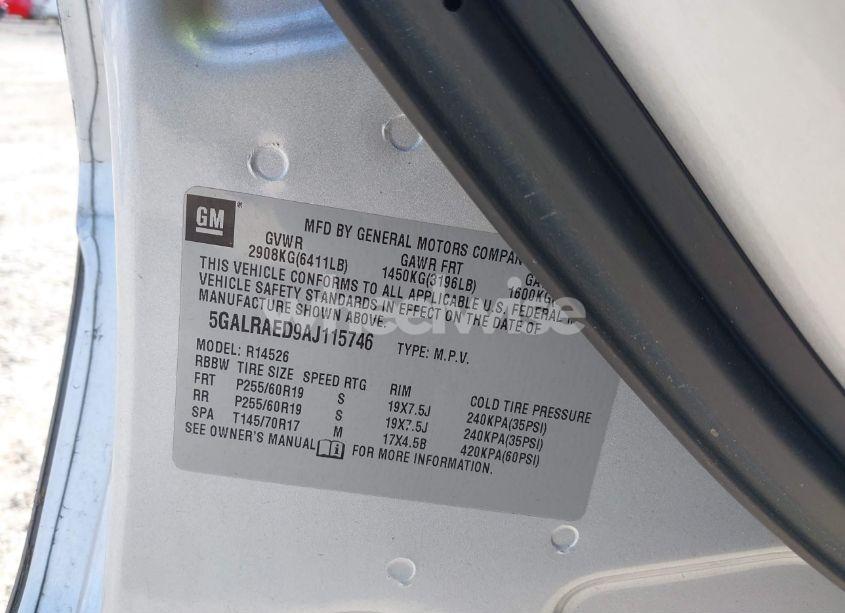 Photo 9 of 2010 Buick Enclave CX (VIN 5GALRAED9AJ115746)