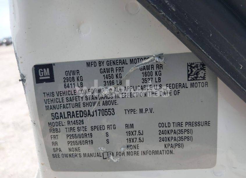 Photo 9 of 2010 Buick Enclave CX (VIN 5GALRAED9AJ170553)