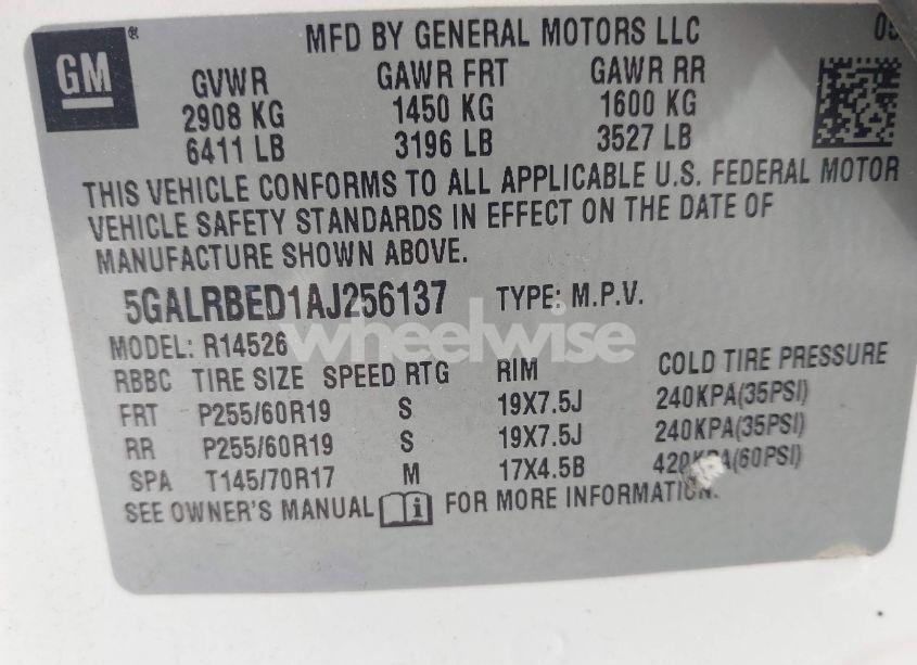 Photo 9 of 2010 Buick Enclave 1XL (VIN 5GALRBED1AJ256137)