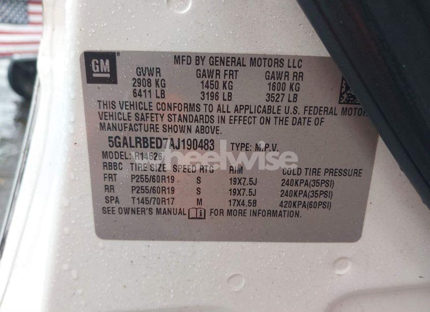 Photo 9 of 2010 Buick Enclave 1XL (VIN 5GALRBED7AJ190483)