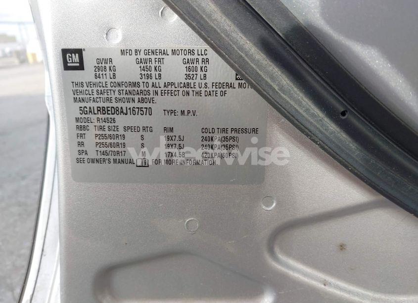 Photo 9 of 2010 Buick Enclave 1XL (VIN 5GALRBED8AJ167570)