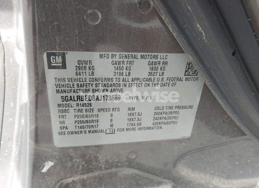 Photo 9 of 2010 Buick Enclave 1XL (VIN 5GALRBED8AJ173689)