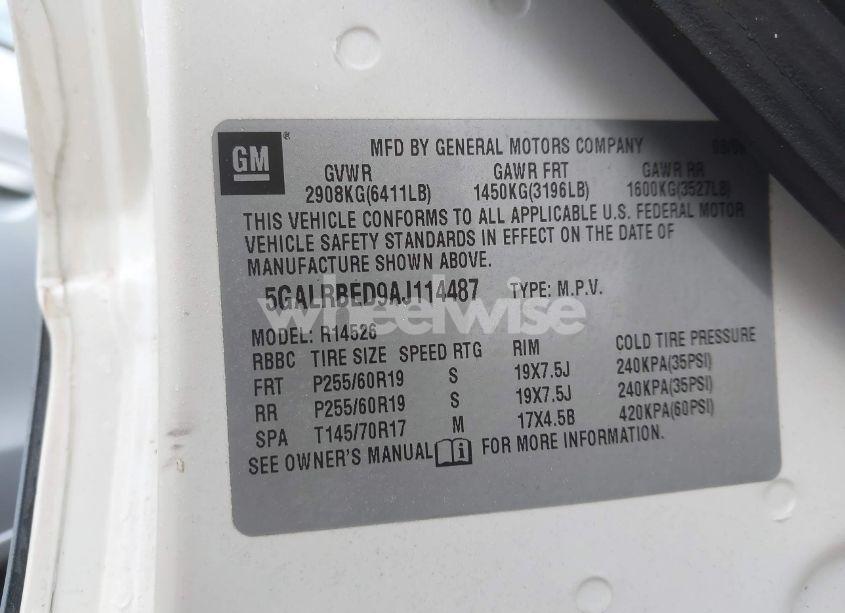 Photo 9 of 2010 Buick Enclave 1XL (VIN 5GALRBED9AJ114487)