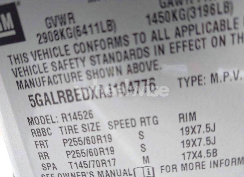 Photo 9 of 2010 Buick Enclave 1XL (VIN 5GALRBEDXAJ104776)