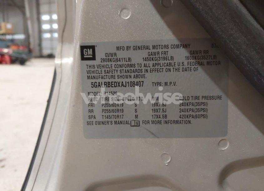 Photo 9 of 2010 Buick Enclave 1XL (VIN 5GALRBEDXAJ108407)