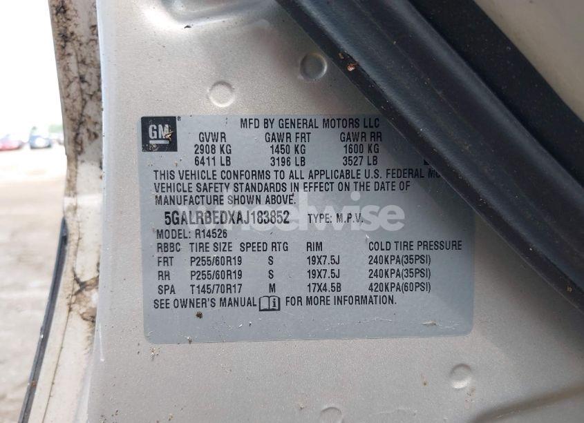 Photo 9 of 2010 Buick Enclave 1XL (VIN 5GALRBEDXAJ183852)