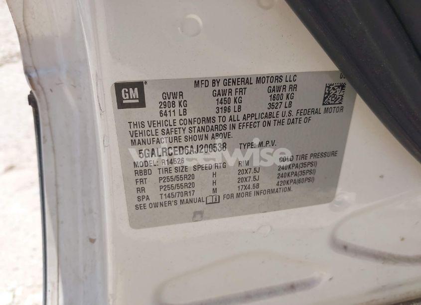 Photo 9 of 2010 Buick Enclave 2XL (VIN 5GALRCED6AJ200538)