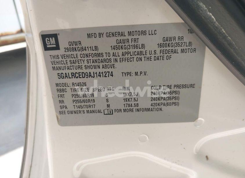 Photo 9 of 2010 Buick Enclave 2XL (VIN 5GALRCED9AJ141274)