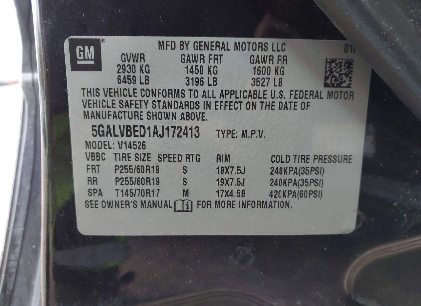 Photo 9 of 2010 Buick Enclave 1XL (VIN 5GALVBED1AJ172413)