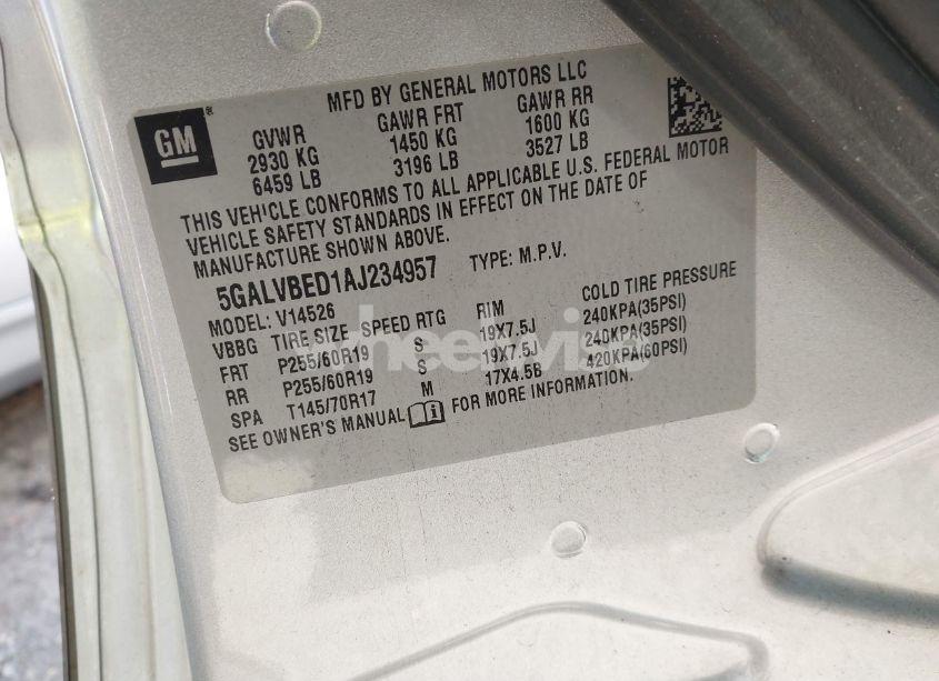 Photo 7 of 2010 Buick Enclave 1XL (VIN 5GALVBED1AJ234957)