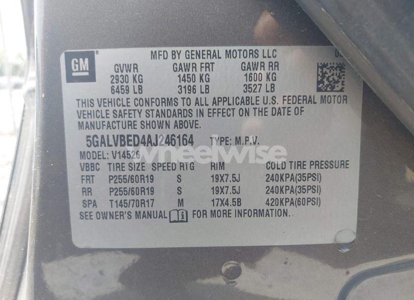 Photo 9 of 2010 Buick Enclave 1XL (VIN 5GALVBED4AJ246164)