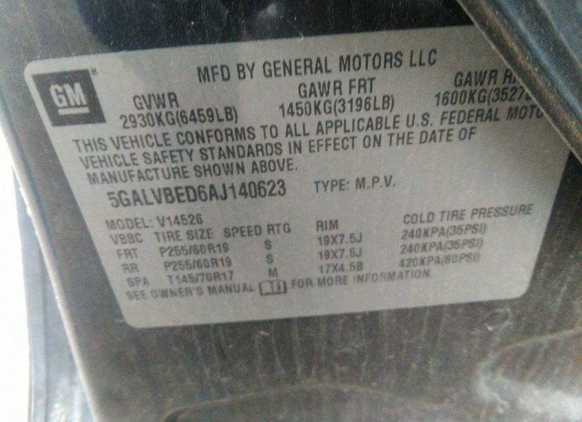 Photo 9 of 2010 Buick Enclave 1XL (VIN 5GALVBED6AJ140623)