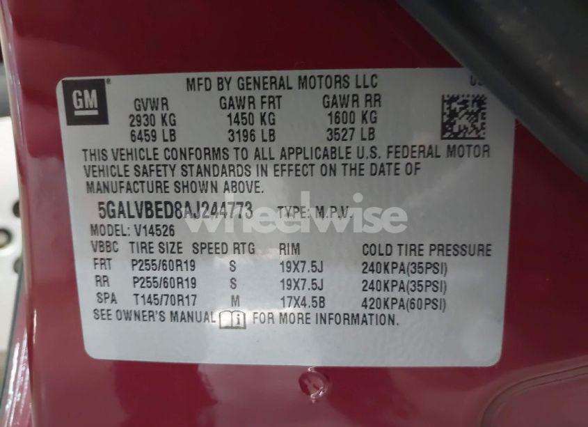 Photo 9 of 2010 Buick Enclave 1XL (VIN 5GALVBED8AJ244773)