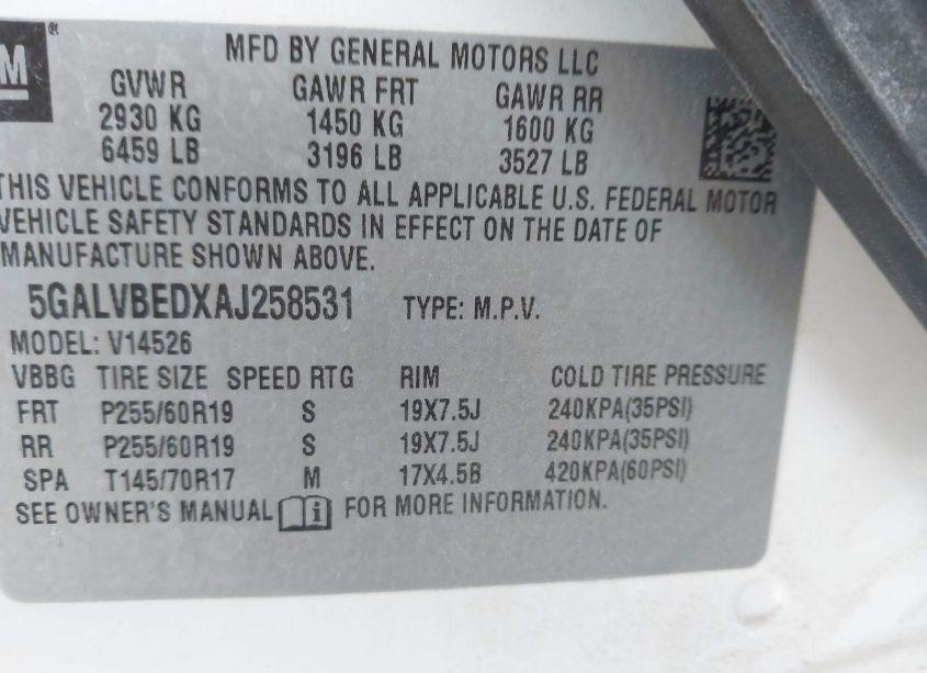 Photo 9 of 2010 Buick Enclave 1XL (VIN 5GALVBEDXAJ258531)