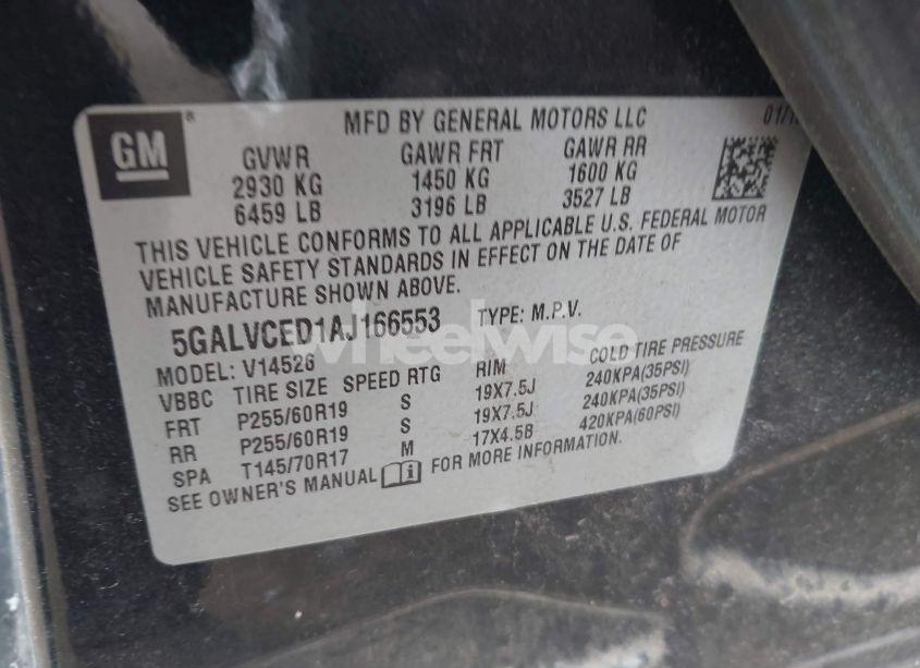 Photo 9 of 2010 Buick Enclave 2XL (VIN 5GALVCED1AJ166553)